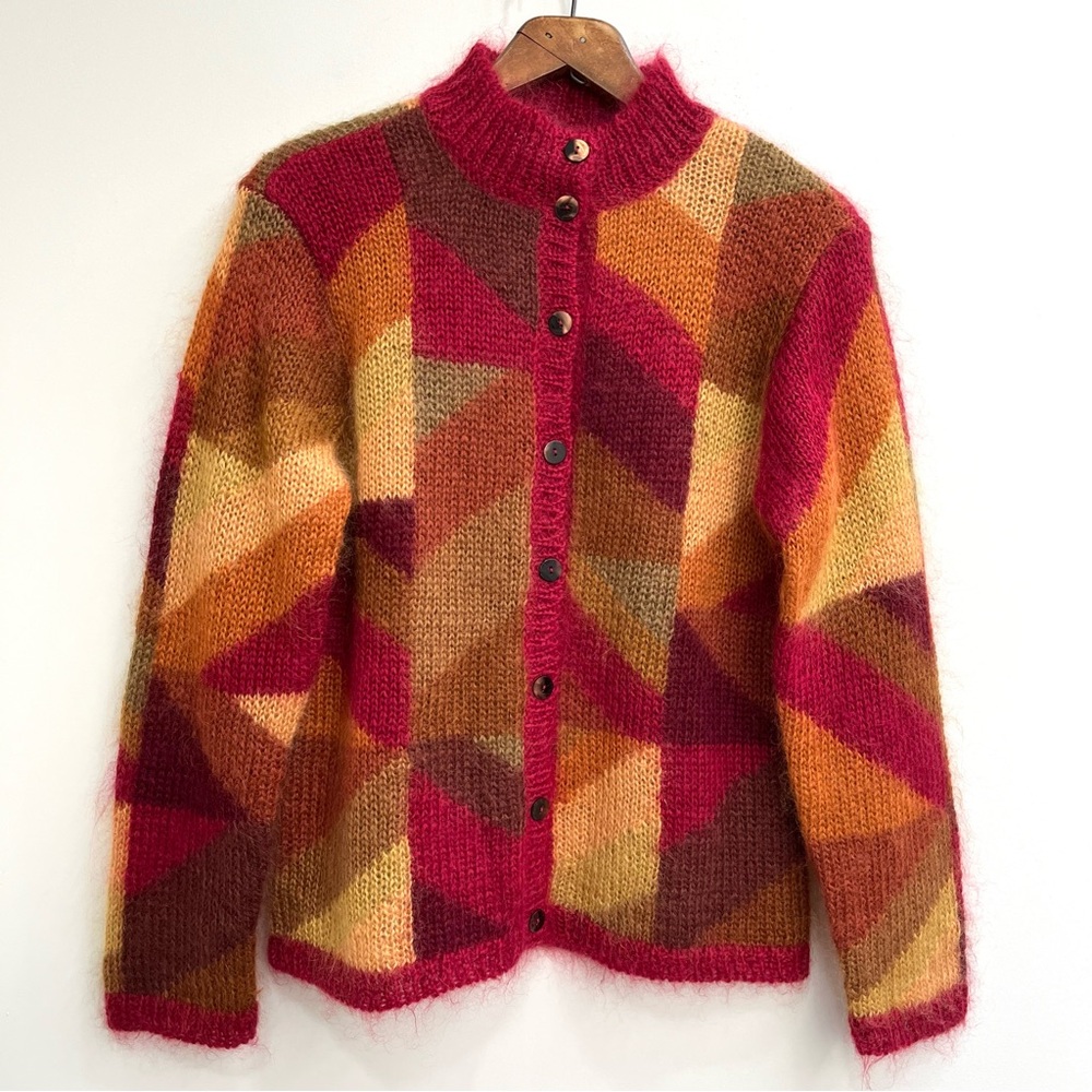 Talbots Multicolor Geometric Cardigan